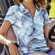 Damen poloshirt Golfkleidung Blau Kurzarm Sonnenschutz UV-Schutz Leichtgewichtig T-Shirt Shirt Blumen Damen-Golfkleidung, Kleidung, Outfits, Kleidung