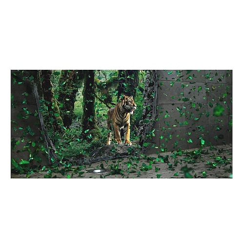 1 Stück große, dicke Bade- und Duschtücher, 3D-weißes Tiger-Design, Baumwoll-Strandtuch für Damen und Herren, Reisen, Schwimmen, Yoga, Decke Image