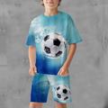 Jungen 3D Graphic Fußball T-Shirt Shorts T-Shirt-Set Kleidungsset Kurzarm 3D-Drucke Sommer Frühling Aktiv Sport Modisch Polyester kinderkleidung 3-13 Jahre Outdoor Strasse Urlaub Regular Fit