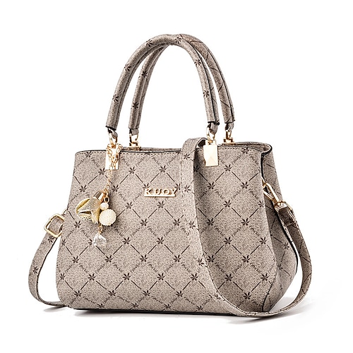 Damen Handtasche Umhängetasche Schultertasche Boston-Tasche PU-Leder B¨¹ro Täglich Festtage Anhänger Reißverschluss Hohe Kapazität Wasserdicht Langlebig Geometrisch Farbblock dunkles Ahornblatt mit