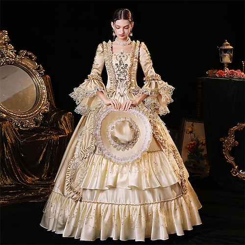 Süße Lolita Gotisch Rokoko Kleid Partykostüm Abschlussballkleid Prinzessin Shakespeare Dame Braut Einfarbig Ballkleid Kostüm Damen Halloween Karneval Valentinstag Abendgesellschaft Hochzeit Leistung Image