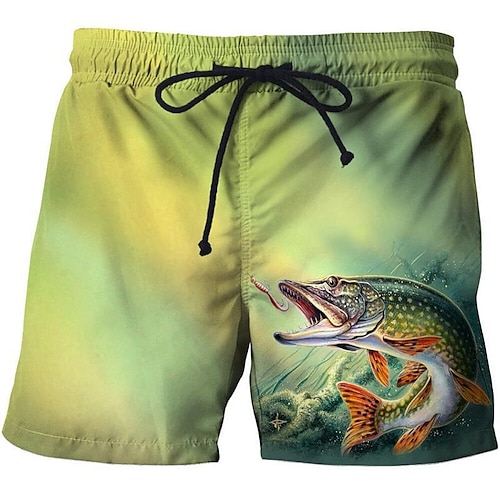 Herren Grafikdrucke Fisch Badehosen Badeshorts Boardshorts Mittlere Taille Mode Streetwear Lässig Täglich Outdoor Ferien Kordelzug Tasche Elastischer Bund Designer Bekleidung Image