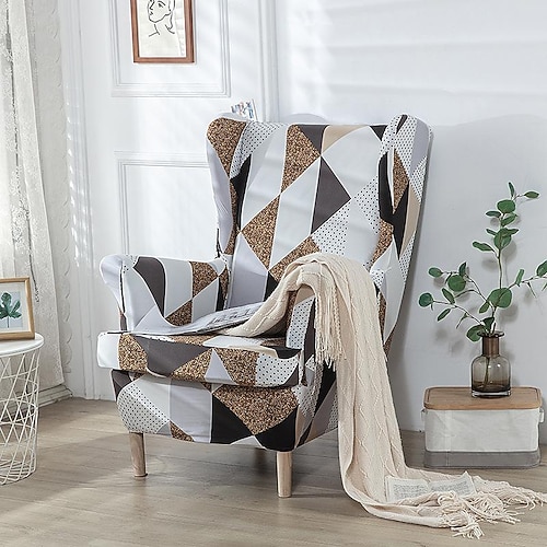 Stretch Ohrensesselbezug Ohrensesselbezüge mit Sitzkissenbezug Spandex Jacquard Ohrensesselbezüge für Ikea Strandmon Chair Image