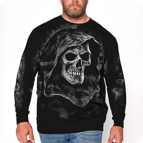 Herren Übergröße T Shirt Groß und hoch Graphic Rundhalsausschnitt Bedruckt Langarm Frühling Herbst Modisch Strassenmode Basic Komfortabel Casual Sport Oberteile Image