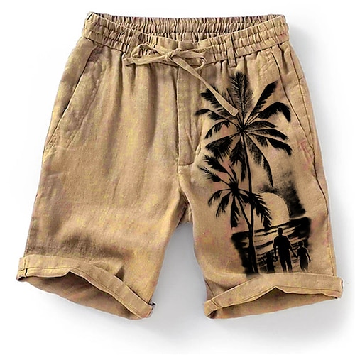 Herren Grafik Kokospalme Shorts Sommershorts Strandshorts Mittlere Taille Streetwear Hawaiianisch Designer Lässig Täglich Ferien Kordelzug Elastischer Bund 3D-Druck Designer Bekleidung Image