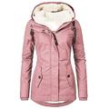 Damen Parka Strasse Normal Freizeitskleidung Herbst Winter Lang Mantel Lose Alltag Sport Jacken Langarm Volltonfarbe Reißverschluss Tasche Purpur Rosa Wein / Daunenjacken Parkas / Wasserdicht