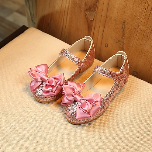 Glitzernde, goldene Mary-Jane-Schuhe für Mädchen mit Satinschleife – funkelnde Abendschuhe für Partys, Hochzeiten und besondere Anlässe