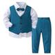 Jungen Anzüge 4-teilig Kinder Jungen Hemd Hose Kleidungsset Outfit einfarbig Langarm-Set formell modisch Sommer Frühling 7-13 Jahre königsblau himmelblau grau