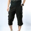 Herren Capri-Cargo-Shorts Cargo Shorts Kurze Hosen Caprihose Tasche mit Reißverschluss Bein Kordelzug Feste Farbe Ripstop Atmungsaktiv Arbeit Wochenende Strassenmode Klassisch Dunkelgrau Schwarz