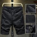 Herren Jeans Jeans-Shorts Kurze Jeans Tasche Zerrissen Glatt Komfort Atmungsaktiv Outdoor Täglich Ausgehen Denim Modisch Strassenmode Schwarz Weiß