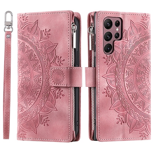 Handy Hülle Handyhüllen Für Samsung Galaxy S25 S23 S22 S21 FE S21 Ultra Plus A54 A53 A33 A13 S20 Brieftaschenhülle Flip Geldbörse Reisverschluss Anwendung TPU PU-Leder Image