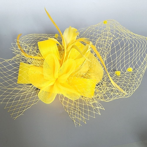 Fascinators Kentucky Derby Hut Kopfbedeckung Federn Netz Eimer Hut Pillbox Hut Hochzeit Party / Abend Damentag Melbourne Cup Cocktail mit Kappe Blumen Kopfbedeckung Kopfbedeckung Image
