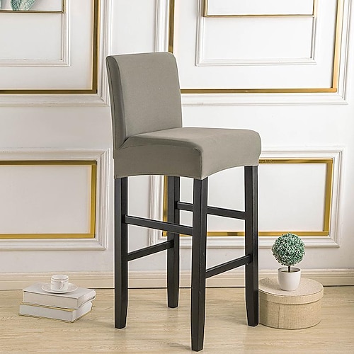 Stretch-Bezug für Barhocker Stuhlhussen, Kneipen-Thekenhocker, Stuhlbezug für Esszimmer, Café, Möbel, Sitzbezug, Stretch-Schutz, rutschfest, mit elastischem Boden Image