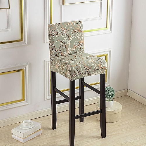 Stretch-Bezug für Barhocker Stuhlhussen, Kneipen-Thekenhocker, Stuhlbezug für Esszimmer, Café, Möbel, Sitzbezug, Stretch-Schutz, rutschfest, mit elastischem Boden Image