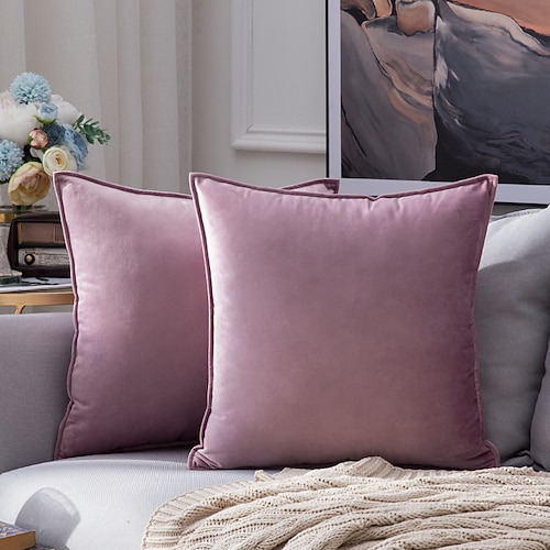 Coolste Kissen, dekorative Wurfkissen, Wurfkissenbezug, Samt-Bauernhaus-Kissenbezug für Schlafzimmer, Wohnzimmer, Kissenbezug in Rosa, Blau, Salbeigrün, Lila, Gelb Image
