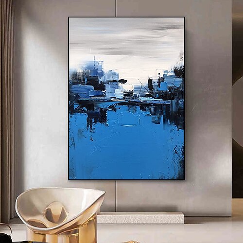 Handgefertigte Ölgemälde auf Leinwand, Wandkunst, Dekoration, moderne abstrakte Farbmessermalerei für Wohnkultur, gerollt, rahmenlos, ungedehnt Image