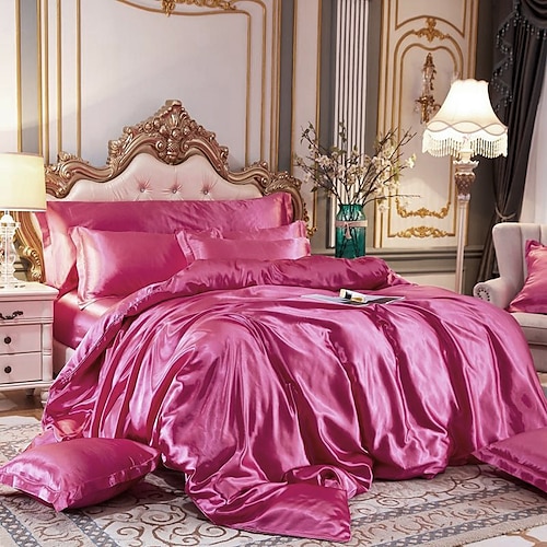 Fleckseide Bettbezug Bettwäsche-Sets Bettbezug mit 1 Bettbezug oder Bettdecke, 1 Blatt, 2 Kissenbezüge für Doppelbett/Königin/König (1 Kissenbezug für Zwilling/Einzelbett) Image