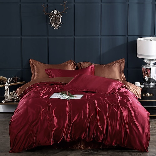 Fleckseide Bettbezug Bettwäsche-Sets Bettbezug mit 1 Bettbezug oder Bettdecke, 1 Blatt, 2 Kissenbezüge für Doppelbett/Königin/König (1 Kissenbezug für Zwilling/Einzelbett) Image