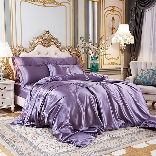 Fleckseide Bettbezug Bettwäsche-Sets Bettbezug mit 1 Bettbezug oder Bettdecke, 1 Blatt, 2 Kissenbezüge für Doppelbett/Königin/König (1 Kissenbezug für Zwilling/Einzelbett) Image