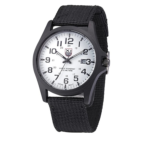 Quarz-Uhr Geschenk für Männer Analoge Quarz-Canvas-Armbanduhr Männer Freizeit Auto Datum Quarz Uhr Militär Armee Grün Uhr Einfache Analoge Sport Herren Armbanduhr