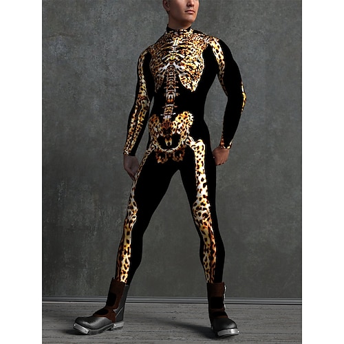 Karnevalskostüm Ganzkörperanzug 2026 Totenkopf Karneval Cosplay Kostüm Bodysuits Ganzkörper-Catsuit Einteiler Gruseliges Kostüm Kinder Erwachsene Herren Damen Maskerade Karneval Party Halloween Image