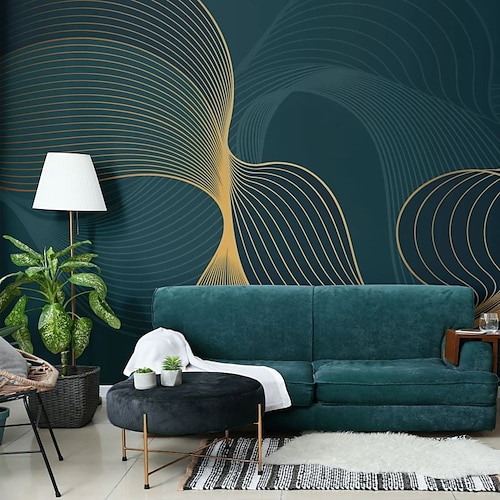 coole Tapeten 3D abstrakte Wandtapete Wandbild Wandaufkleber Blätter abstraktes Umrissbild geeignet für Hotel Wohnzimmer Schlafzimmer Art Deco Image