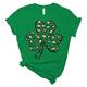 Damen T Shirt Baumwolle Leopard Kleeblatt St.Patrick's Day Festtage Bedruckt Grün Kurzarm Klassisch Rundhalsausschnitt Leopard Shamrock Shirt St Patricks Day Shirt St. Patrick's Day Shirt Ganzjährig