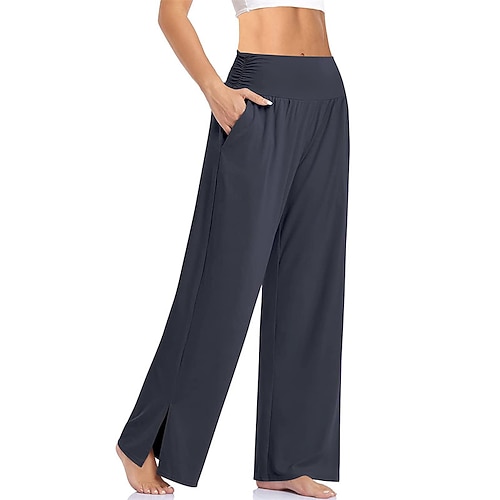 Loungewear-Hosen für Damen, reine Farbe, Sport, schlicht, bequem, für Zuhause, Alltag, Urlaub, lange Hosentasche, Sommer, Frühling Image