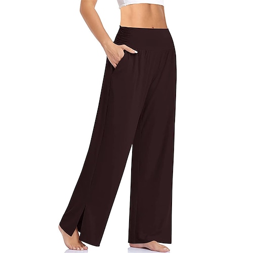 Loungewear-Hosen für Damen, reine Farbe, Sport, schlicht, bequem, für Zuhause, Alltag, Urlaub, lange Hosentasche, Sommer, Frühling Image