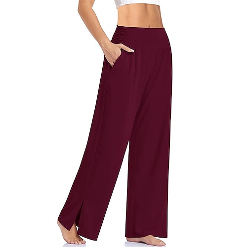 Loungewear-Hosen für Damen, reine Farbe, Sport, schlicht, bequem, für Zuhause, Alltag, Urlaub, lange Hosentasche, Sommer, Frühling Image