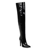 Damen Stiefel Geschenke zum Valentinstag Sexy Stiefel Stiefel mit Absatz Party Täglich Einfarbig Stiefel über Knie Oberschenkelhohe Stiefel Stöckelabsatz Spitze Zehe Lackleder Reißverschluss Schwarz