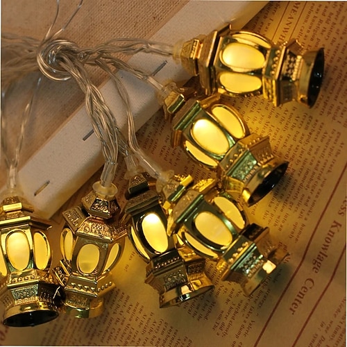ramadan eid led string licht muslimische laterne mubarak laterne öllampe aa batteriekasten led party home dekorative laternenbeleuchtung Image