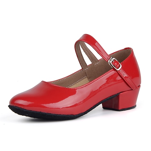 Schwarze Mary-Jane-Tanzschuhe aus Lacklederimitat für Damen mit weicher Wildledersohle – Ballsaal-Auftrittsschuhe mit niedrigem Absatz für Partys und Konzerte Image