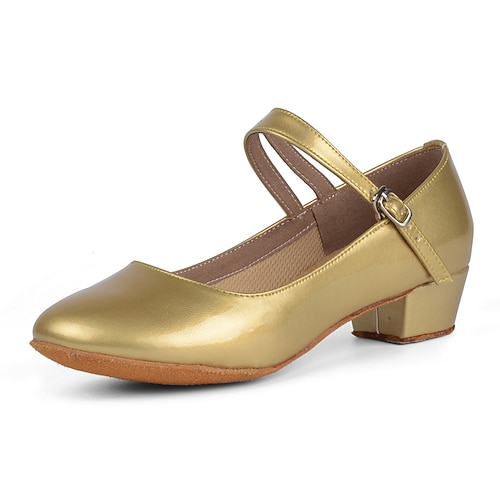 Schwarze Mary-Jane-Tanzschuhe aus Lacklederimitat für Damen mit weicher Wildledersohle – Ballsaal-Auftrittsschuhe mit niedrigem Absatz für Partys und Konzerte Image