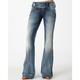 Damen Flare Low-Rise Jeans Bootcut Jeans in voller Länge Weites Bein Mikroelastisch Hohe Taille Mode Lässig Alltag Hellblau Schwarz S M