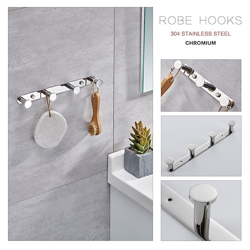 Badezimmerregal, Kleiderhaken, Badezimmerregal, neues Design, bezaubernd, kreativ, zeitgenössisch, modern, Edelstahl, kohlenstoffarmer Stahl, Metall, 1 Stück – Badezimmer-Wandmontage Image