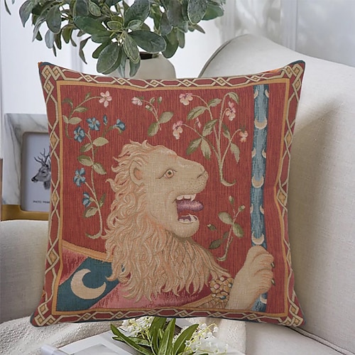 mittelalterlicher französischer doppelseitiger kissenbezug 1 stück dekorativer quadratischer kissenbezug kissenbezug für schlafzimmer wohnzimmer sofa couch stuhl Image