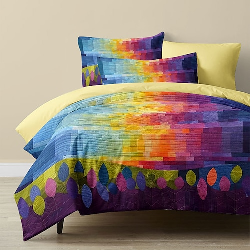 Bettbezug-Set mit geometrischem Muster, weiches 3-teiliges Luxus-Baumwoll-Bettwäsche-Set, Heimdekoration, Geschenk, Doppelbett, King-Size-Bett, Queen-Size-Bett Image