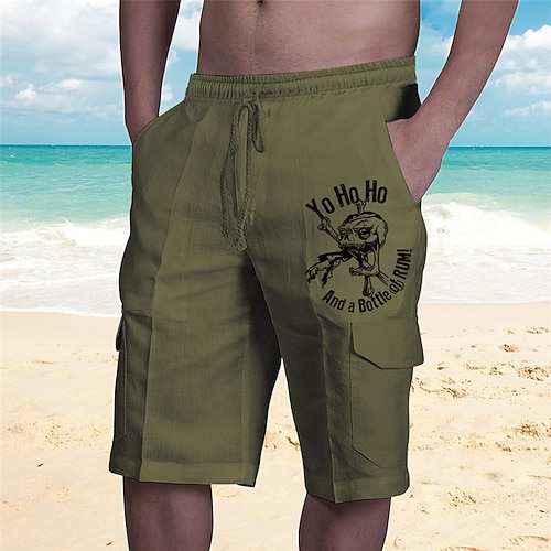 Herren Grafik Freizeit-Shorts - Yo Ho Ho eine Flasche Rum Totenkopf-Print Strand-Lifestyle Neuheiten Image