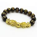 Armband Feng Shui schwarz Obsidian Reichtum Armband für Frauen Männer verstellbare elastische 14mm Perle