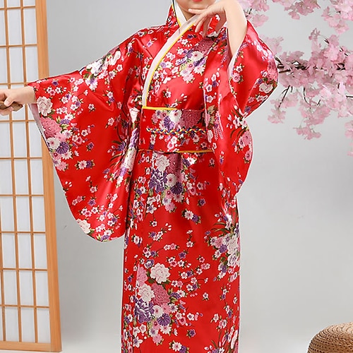 Mädchen Yukata Kleid Kimonoo Japanisch traditionell Maskerade Kinder Kimono Mantel Party Image