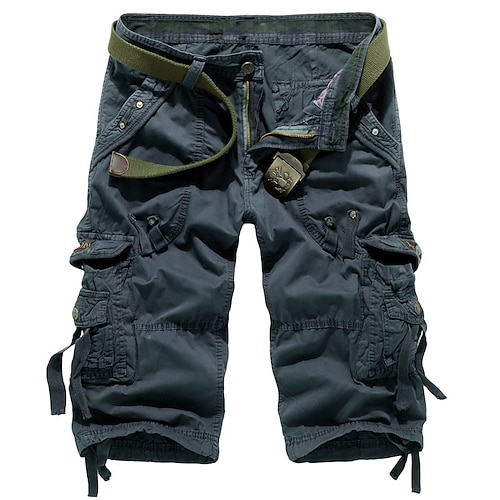 Herren Cargo-Shorts Caprihose Shorts Wander-Shorts Bein Kordelzug 6 Taschen Einfach Komfort Outdoor Täglich Ausgehen Mode Streetwear Wein Armeegrün Image