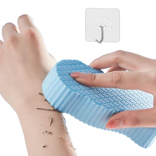 Badekörper Duschschwamm Peeling mit selbstklebendem Haken Spa Peeling Peeling abgestorbene Hautentferner für Erwachsene Kinder Elastizität wiederverwendbare Duschbürste Hautreiniger Image