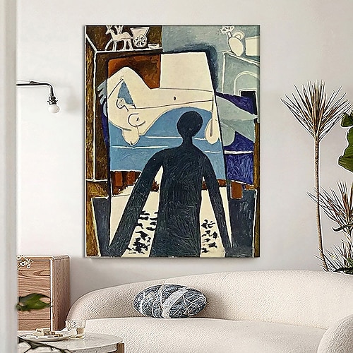 Handgemaltes Picasso-Ölgemälde, Picasso-Gemälde, abstraktes figuratives Wandkunstbild, handgefertigtes Gemälde, Kunstwerk für Heimdekoration, Wohnzimmer, Schlafzimmer, gerollte Leinwand, ohne Rahmen Image