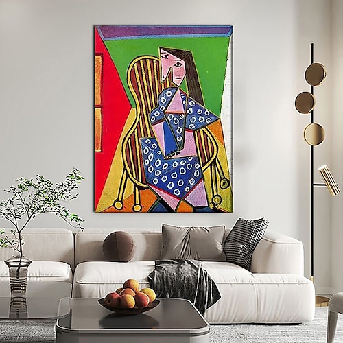 Handgemaltes Picasso-Ölgemälde, Picasso-Gemälde, abstraktes figuratives Wandkunstbild, handgefertigtes Gemälde, Kunstwerk für Heimdekoration, Wohnzimmer, Schlafzimmer, gerollte Leinwand, ohne Rahmen Image