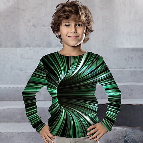 Jungen 3D Graphic 3D-Druck T-Shirt Langarm 3D-Druck Sommer Frühling Herbst Sport Modisch Strassenmode kinderkleidung 3-12 Jahre Outdoor Casual Täglich Regular Fit Image
