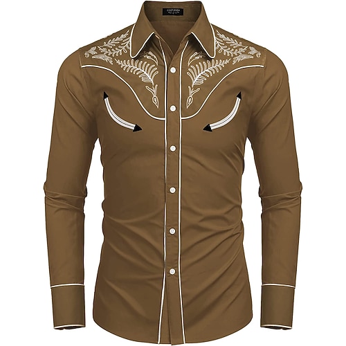 Herren Leopard Hemd Westernhemd Cowboy-Shirt Langarm Mode Designer Lässig Outdoor Ferien Herbst Winter Umlegekragen Druck Button-Down Blau Braun Khaki Schwarz / Rosa Image
