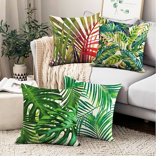 Kissenbezug 1pc weicher dekorativer quadratischer Kissenbezug Kissenbezug Kunstleinen Kissenbezug für Sofa Schlafzimmer überlegene Qualität maschinenwaschbar 1er Pack für Sofa Couch Bett Stuhl grün Image