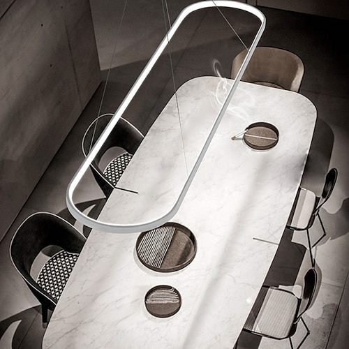 Pendelleuchte LED Pendelleuchte 40w Rechteck Aluminium schwarz lackiert beendet moderne Lampe für Esszimmer Restaurant Kaffee Bar Image