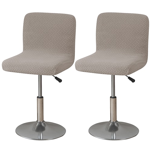 2 Stück Stretch-Barhocker-Bezüge in Burgunderrot, grau, für Kneipenhocker, Thekenhocker, quadratisch, drehbar, für Esszimmer, Café, rutschfest, mit elastischer Unterseite Image